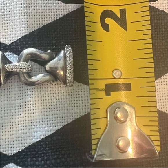 DAVID YURMAN Curb Chain Sterling Silver & Diamond Buckle Bracelet. EUC. RARE! - Picture 7 of 9